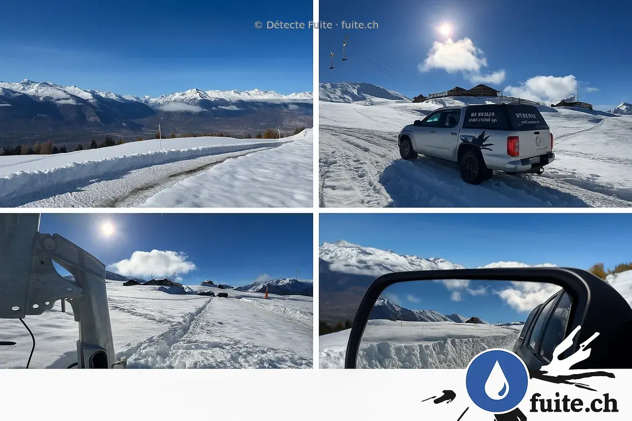 Intervention Détecte Fuite sur un terrain enneigé à Nendaz